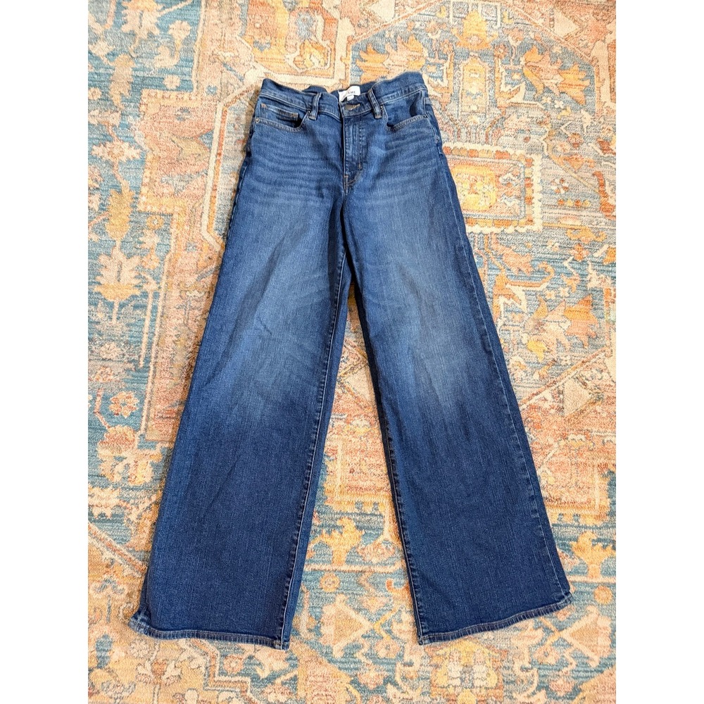 FRAME Le Palazzo High Rise Wide Leg Jeans Medium Wash Blue Size 28